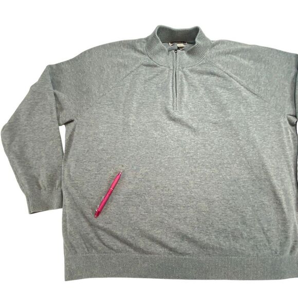 Duluth Trading Company Sweater Mens 3XL Gray Knit Cotton Long Sleeve Quarter Zip - Picture 3 of 11